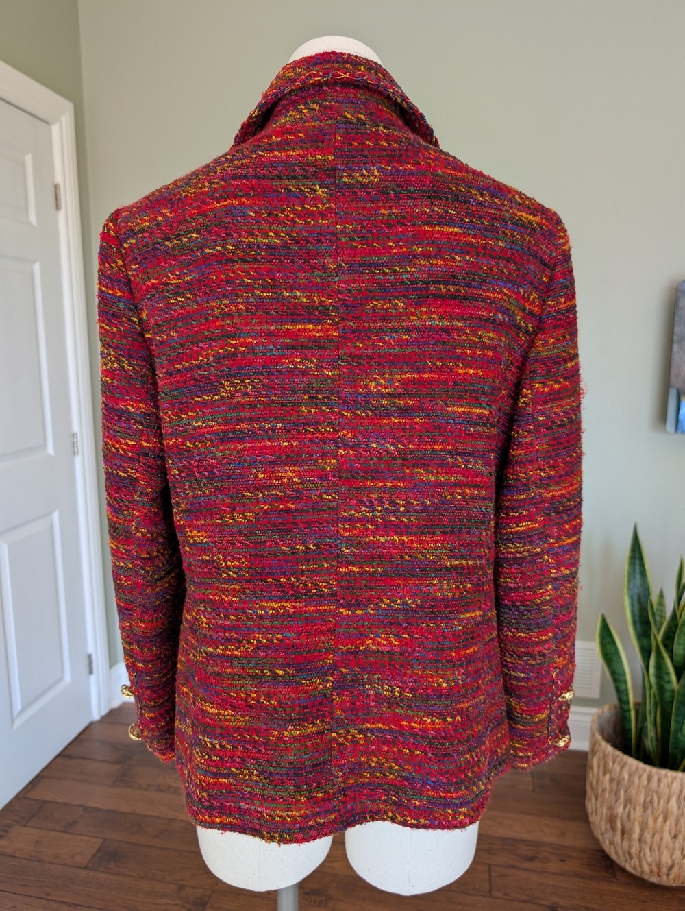Vintage Weinberg Paris Women's Wool Blazer Multicolor Gold Buttons Size M - Picture 4 of 16